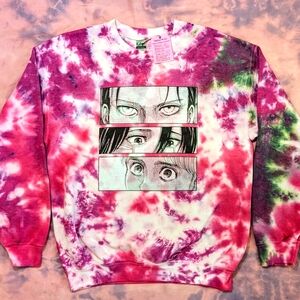M Attack on Titan Tie Dye Sweatshirt anime alt pop culture manga Japanese cool